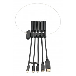 Deltaco Modulaarinen HDMI-sovitinrengas, USB-C, DP, Mini DP, Mini HDMI ja Micro HDMI, musta