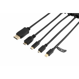 Deltaco Modulaarinen HDMI-sovitinrengas, USB-C, DP, Mini DP, Mini HDMI ja Micro HDMI, musta