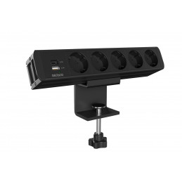 Deltaco Pöydän päälle asenn. virtapaneeli, 5 pistorasiaa, 1x21W A+C USB-laturi, GST18-liitäntä