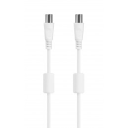 Deltaco Antennikaapeli, 75 Ohm, ferriittisydämet, nikkelöidyt liittimet, 10 m, valkoinen