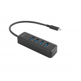 Deltaco USB-C-hubi, 5 Gbps, 4x USB-A, ohut, musta