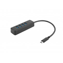 Deltaco USB-C-hubi, 5 Gbps, 4x USB-A, ohut, musta