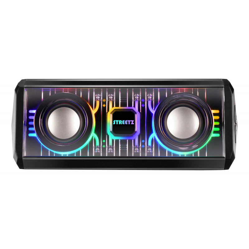 Streetz Läpinäkyvä Bluetooth-kaiutin TWS- ja LED-valotehosteilla, 10 W