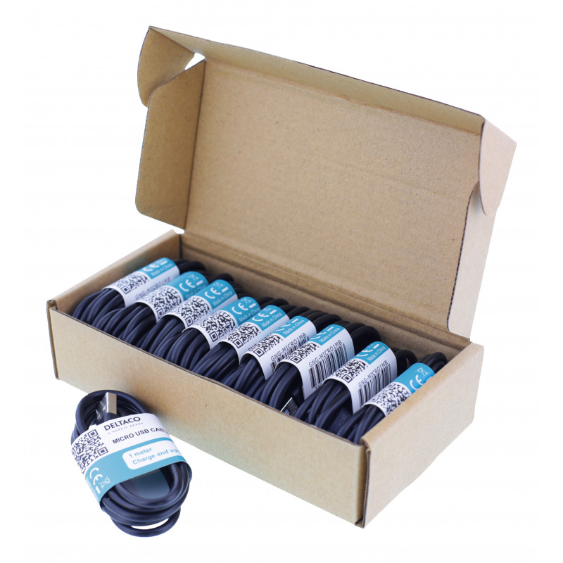Deltaco Kaapeli USB-A - Micro USB, 2,4A, 1m, myyntitel