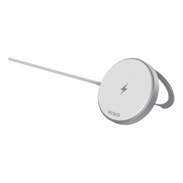 Deltaco Langaton pikalaturi magneetilla ja telineellä, iPhone 13 14 15 16, 15 W, valkoinen