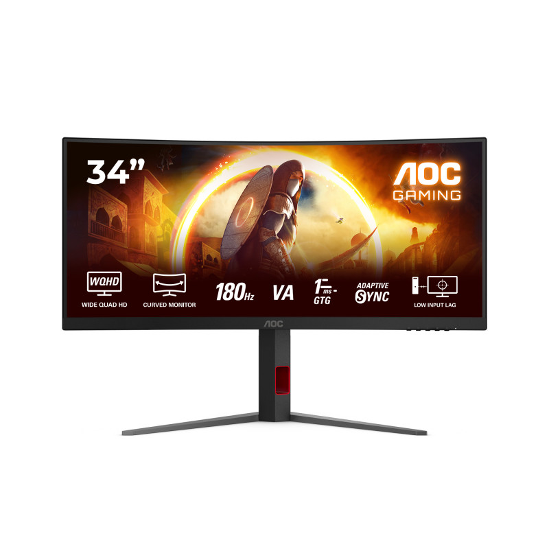 AOC G4 CU34G4 tietokoneen litteä näyttö 86,4 cm (34") 3440 x 1440 pikseliä Wide Quad HD LED musta, Punainen