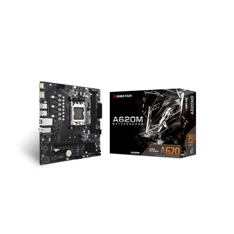 Biostar A620MS emolevy AMD A620 Pistoke AM5 mikro ATX