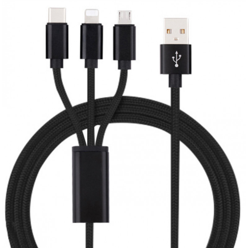 Insmat 133-1003 USB-kaapeli 1,2 m USB A USB C Micro-USB B Lightning musta