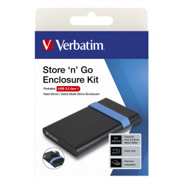 Verbatim Store'N'Go Enclosure Kit HDD- SSD-kotelo musta, Sininen 2.5"