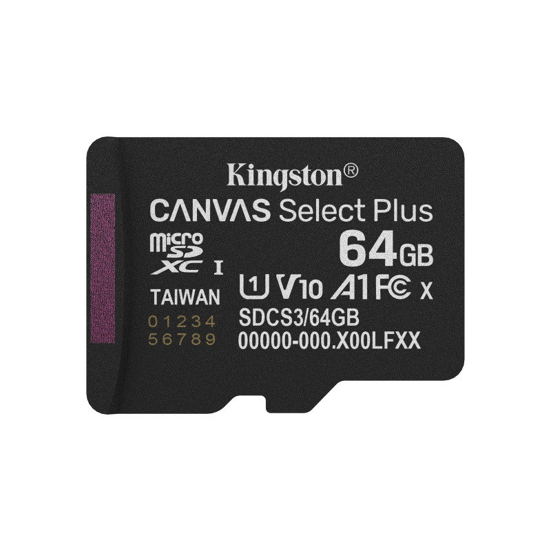 Kingston Technology Canvas Select Plus Gen3 64 GB MicroSDXC UHS-I Luokka 10