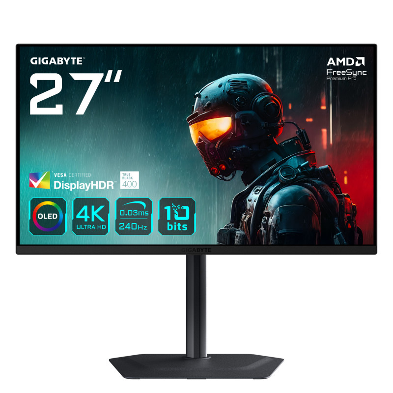 GIGABYTE MO27U2 OLED 4K UHD Gaming Monitor tietokoneen litteä näyttö 68,6 cm (27") 3840 x 2160 pikseliä 4K Ultra HD QD-OLED