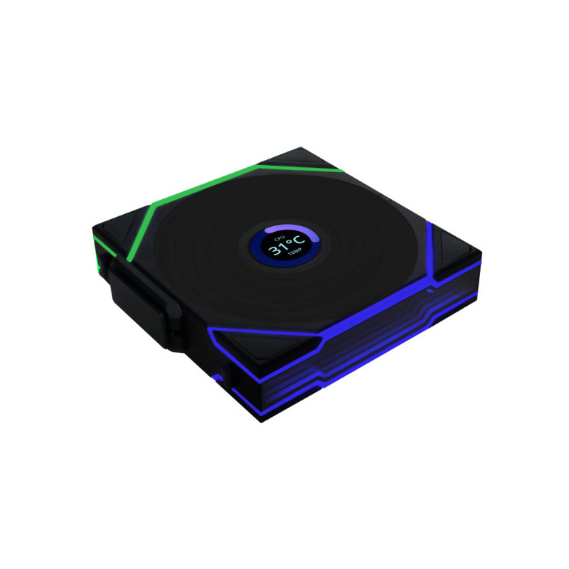 Lian Li Uni Fan TL120 LCD Reverse Blade Wireless Tietokonekotelo Tuuletin 12 cm musta 1 kpl