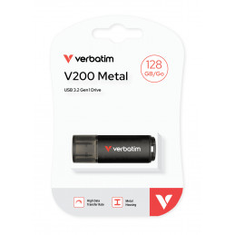 Verbatim V200 Metal USB Drive 128 GB USB-muisti USB A-tyyppi 3.2 Gen 1 (3.1 Gen 1) musta