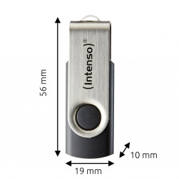 Intenso USB 64GB OFFICE LINE 3.2 Gen1 Silver-Black USB-muisti USB A-tyyppi 3.2 Gen 1 (3.1 Gen 1) musta, Hopea
