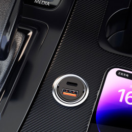 DUDAO R3MAX USB+ USB-C 48W Car Charger Universaali Harmaa Tupakansytytin Pikalataus Auto