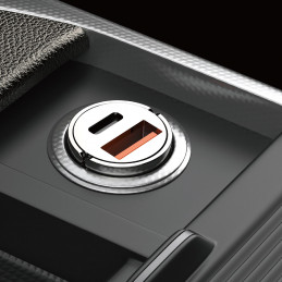 DUDAO R3MAX USB+ USB-C 48W Car Charger Universaali Harmaa Tupakansytytin Pikalataus Auto