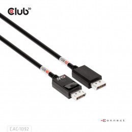 CLUB3D DisplayPort™ 2.1 Bi-Directional VESA DP80 Certified Cable 4K120Hz, 8K60Hz or 10K60Hz M M 1.6m 5.25ft