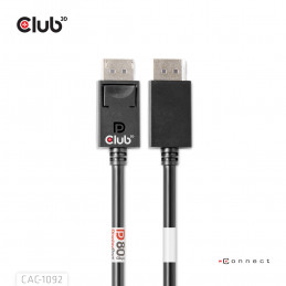 CLUB3D DisplayPort™ 2.1 Bi-Directional VESA DP80 Certified Cable 4K120Hz, 8K60Hz or 10K60Hz M M 1.6m 5.25ft