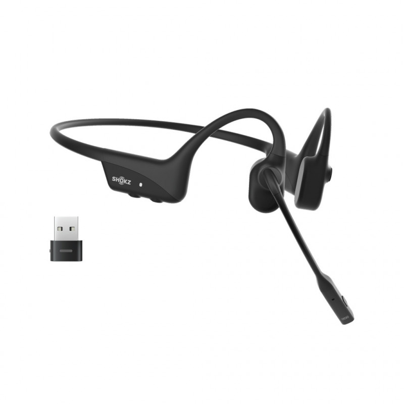 SHOKZ C120-AC-BK kuulokkeet ja kuulokemikrofoni Langaton Ear-hook Toimisto puhelukeskus USB Type-C Bluetooth musta
