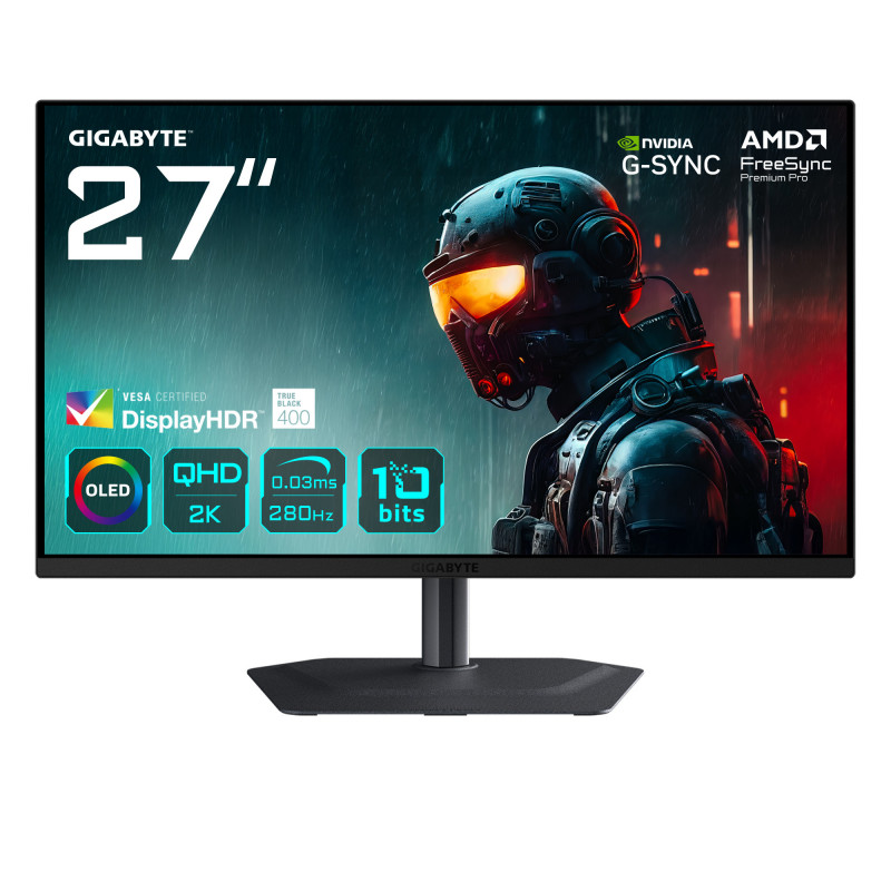GIGABYTE MO27Q2A tietokoneen litteä näyttö 68,6 cm (27") 2560 x 1440 pikseliä Quad HD QD-OLED musta