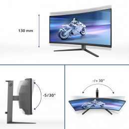 Philips Evnia 34M2C6500 00 tietokoneen litteä näyttö 86,4 cm (34") 3440 x 1440 pikseliä Wide Quad HD QD-OLED Harmaa