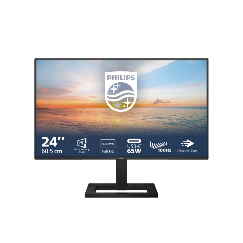Philips 1000 series 24E1N1300AE 23 tietokoneen litteä näyttö 61 cm (24") 1920 x 1080 pikseliä Full HD LCD musta