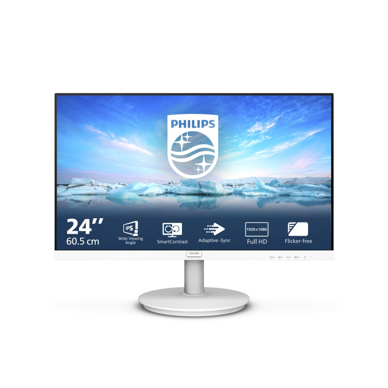Philips V Line 241V8AW 00 tietokoneen litteä näyttö 60,5 cm (23.8") 1920 x 1080 pikseliä Full HD LCD Valkoinen