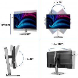 Philips 4000 series 24B2U4301 00 tietokoneen litteä näyttö 60,5 cm (23.8") 1920 x 1080 pikseliä Full HD LCD Harmaa