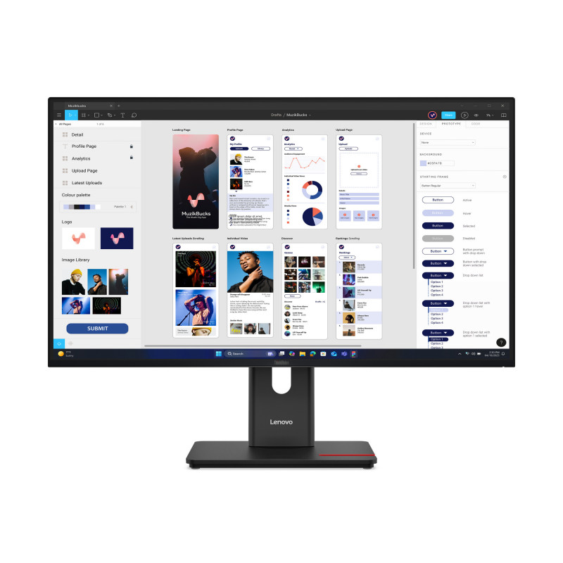 Lenovo ThinkVision T32UD-40 LED display 80 cm (31.5") 3840 x 2160 pikseliä 4K Ultra HD LCD musta