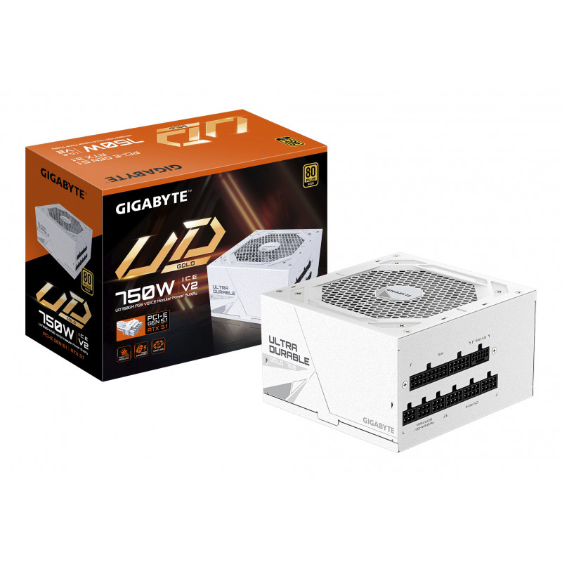 GIGABYTE UD750GM PG5 V2 ICE virtalähdeyksikkö 750 W 20+4 pin ATX ATX Valkoinen