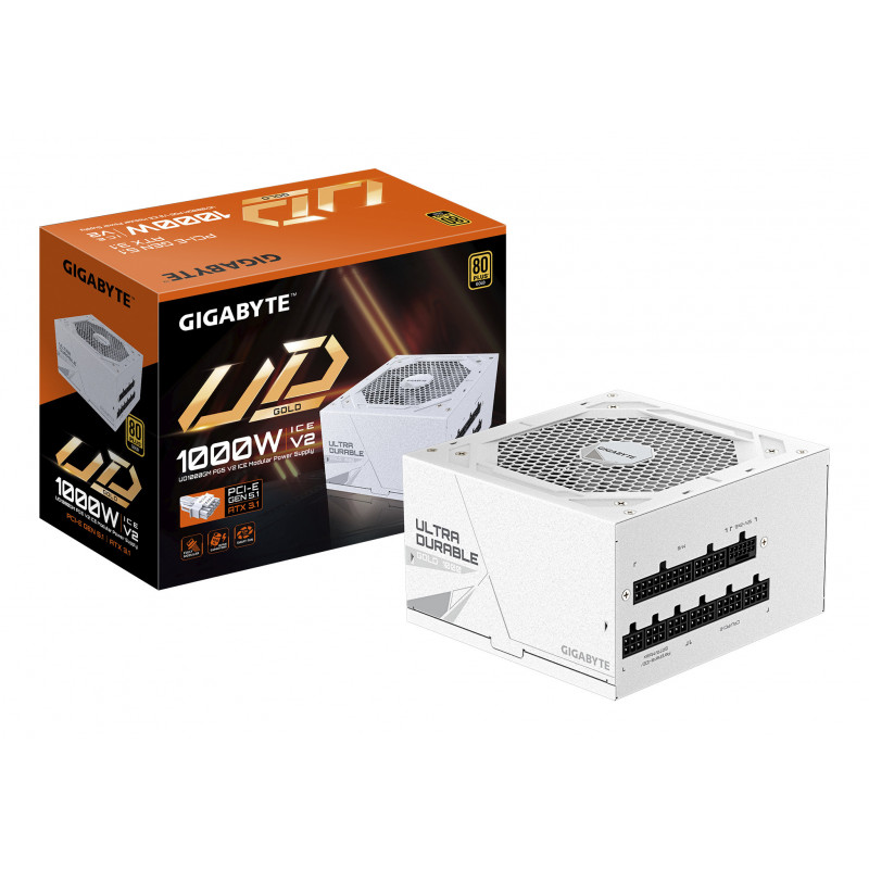 GIGABYTE UD1000GM PG5 V2 ICE virtalähdeyksikkö 1000 W 20+4 pin ATX ATX Valkoinen