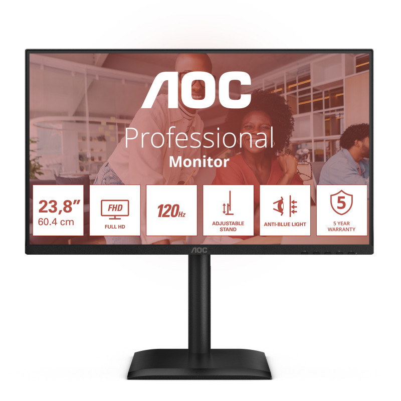 AOC E4 24E4CV tietokoneen litteä näyttö 60,5 cm (23.8") 1920 x 1080 pikseliä Full HD LED musta