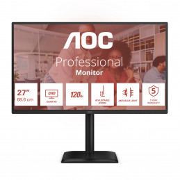 AOC E4 Q27E4CV tietokoneen litteä näyttö 68,6 cm (27") 2560 x 1440 pikseliä Quad HD LED musta