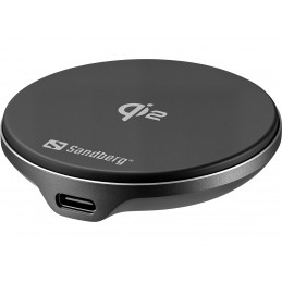 Sandberg 441-61 mobiililaitteen laturi Universaali Alumiini, musta USB Langaton lataaminen Sisätila