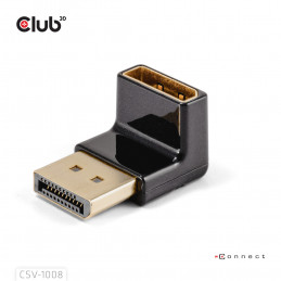 CLUB3D DISPLAYPORT MALE TO DISPLAYPORT 1.4 FEMALE 90 DEGREE ANGLED ADAPTER 4K120HZ M F - Adapter