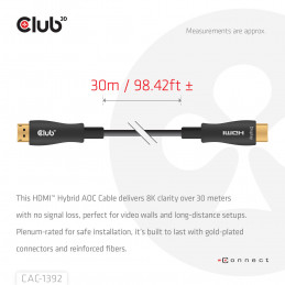CLUB3D CAC-1392 HDMI-kaapeli 30 m HDMI-tyyppi A (vakio)