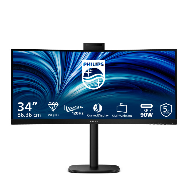 Philips 3000 series 34B2U3600CH 00 tietokoneen litteä näyttö 86,4 cm (34") 3440 x 1440 pikseliä Wide Quad HD LCD musta