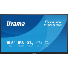 iiyama ProLite P1671HSC-B1 tietokoneen litteä näyttö 39,6 cm (15.6") 1920 x 1080 pikseliä Full HD LED musta