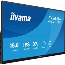 iiyama ProLite P1671HSC-B1 tietokoneen litteä näyttö 39,6 cm (15.6") 1920 x 1080 pikseliä Full HD LED musta