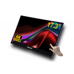 Verbatim 32239 tietokoneen litteä näyttö 43,9 cm (17.3") 3840 x 2160 pikseliä 4K Ultra HD LCD Kosketusnäyttö musta