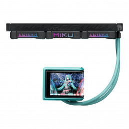 ASUS ROG RYUO IV 360 ARGB Hatsune Miku Edition Suoritin All-in-one-nesteenjäähdytin 12 cm musta, Turkoosi