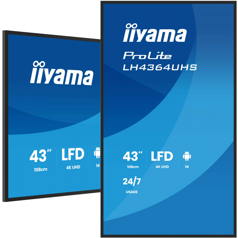 iiyama LH4364UHS-B1AG infonäyttö Digitaalinen litteä infotaulu 109,2 cm (43") LED Wi-Fi 500 cd m² 4K Ultra HD musta