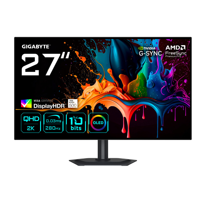 GIGABYTE MO27Q28G tietokoneen litteä näyttö 68,6 cm (27") 2560 x 1440 pikseliä Quad HD OLED musta