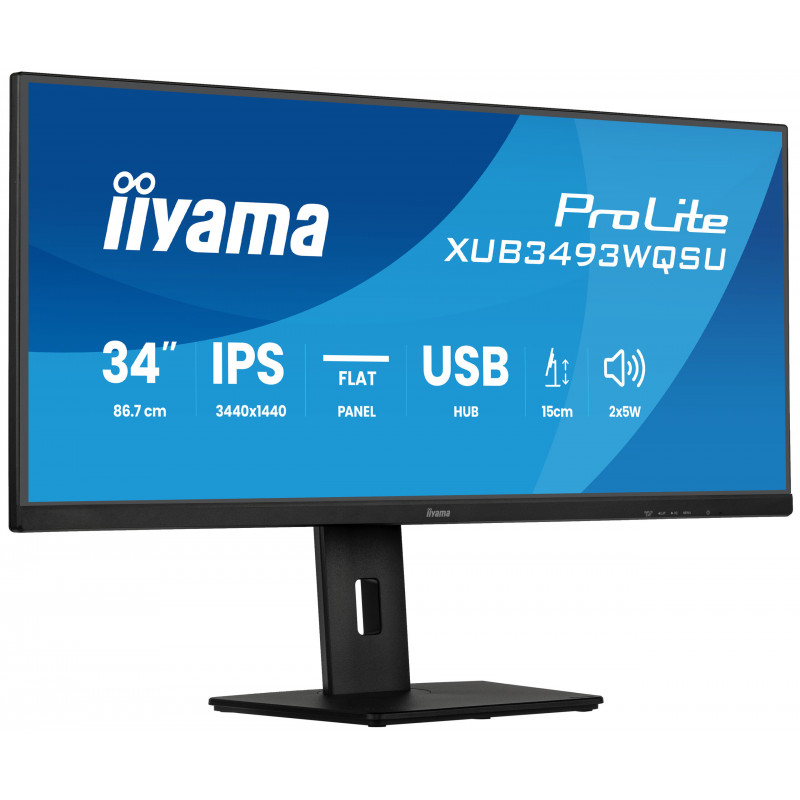 iiyama ProLite XUB3493WQSU-B6 tietokoneen litteä näyttö 86,4 cm (34") 3440 x 1440 pikseliä UltraWide Quad HD LED musta