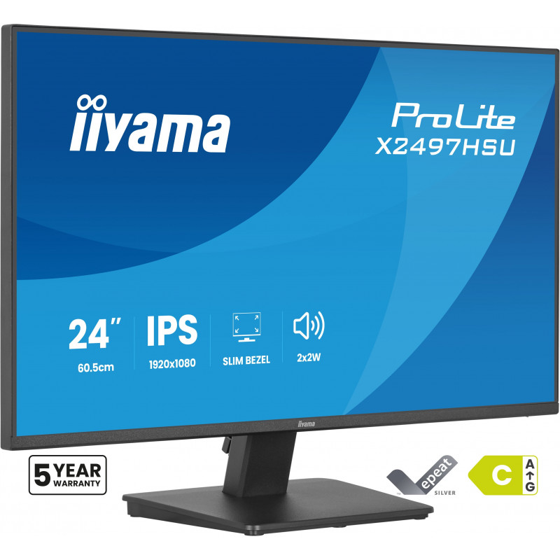 iiyama ProLite X2497HSU-B1 tietokoneen litteä näyttö 60,5 cm (23.8") 1920 x 1080 pikseliä Full HD LED musta
