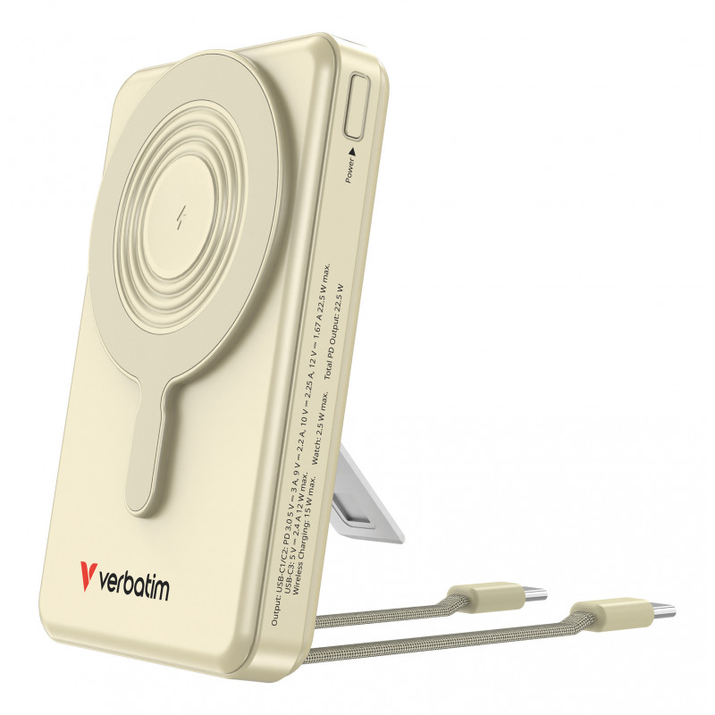 Verbatim 32274 akku- ja paristolaturi Litium polymeeri (LiPo) 10000 mAh Langaton lataaminen Kulta