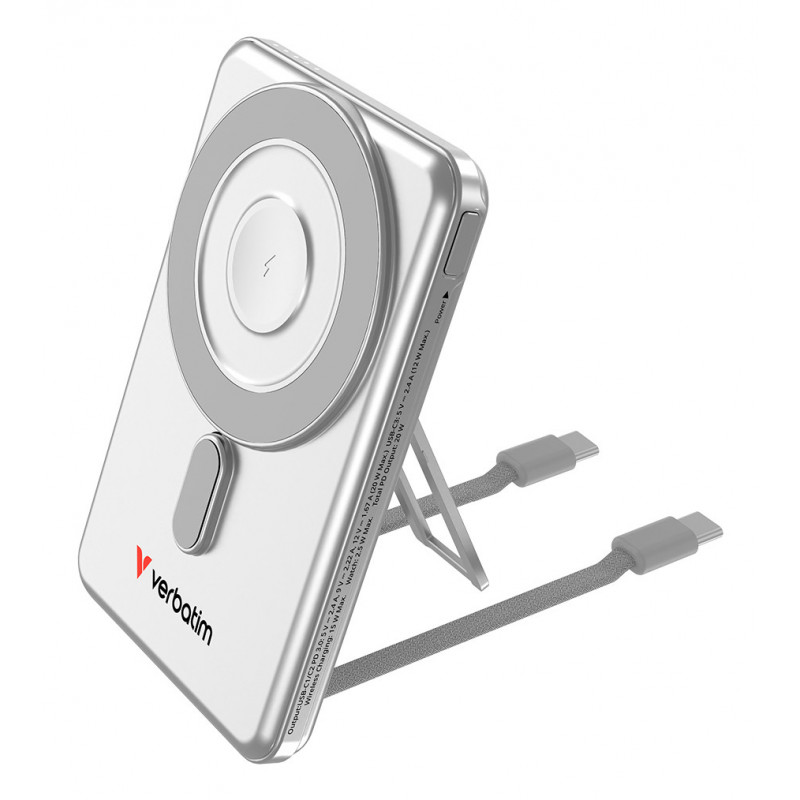 Verbatim 32276 akku- ja paristolaturi 5000 mAh Langaton lataaminen Hopea