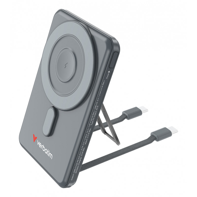 Verbatim 32251 akku- ja paristolaturi 5000 mAh Langaton lataaminen Harmaa