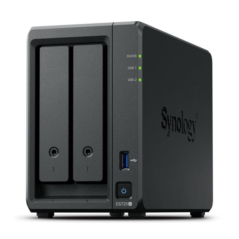Synology DiskStation DS725+ NAS- ja tallennuspalvelimet Ryzen Embedded R1600 4 GB DDR4 0 TB musta