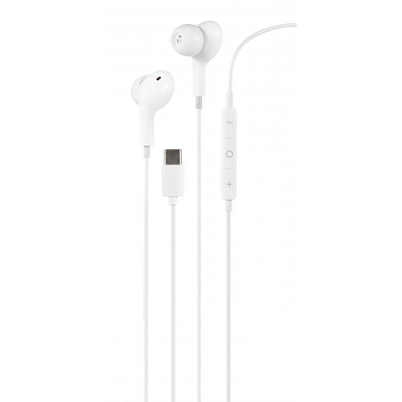 Streetz C220-WHT kuulokkeet ja kuulokemikrofoni Langallinen In-ear Puhelut Musiikki USB Type-C Valkoinen